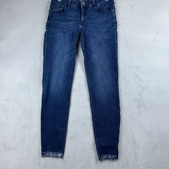 DL1961 Women's Skinny Jeans Size 29 Medium Wash Raw Step Hem Low Rise Blue - Picture 1 of 11